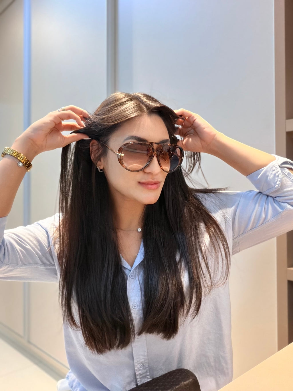 Óculos Aviator Tartaruga - BOTTEGA VENETA