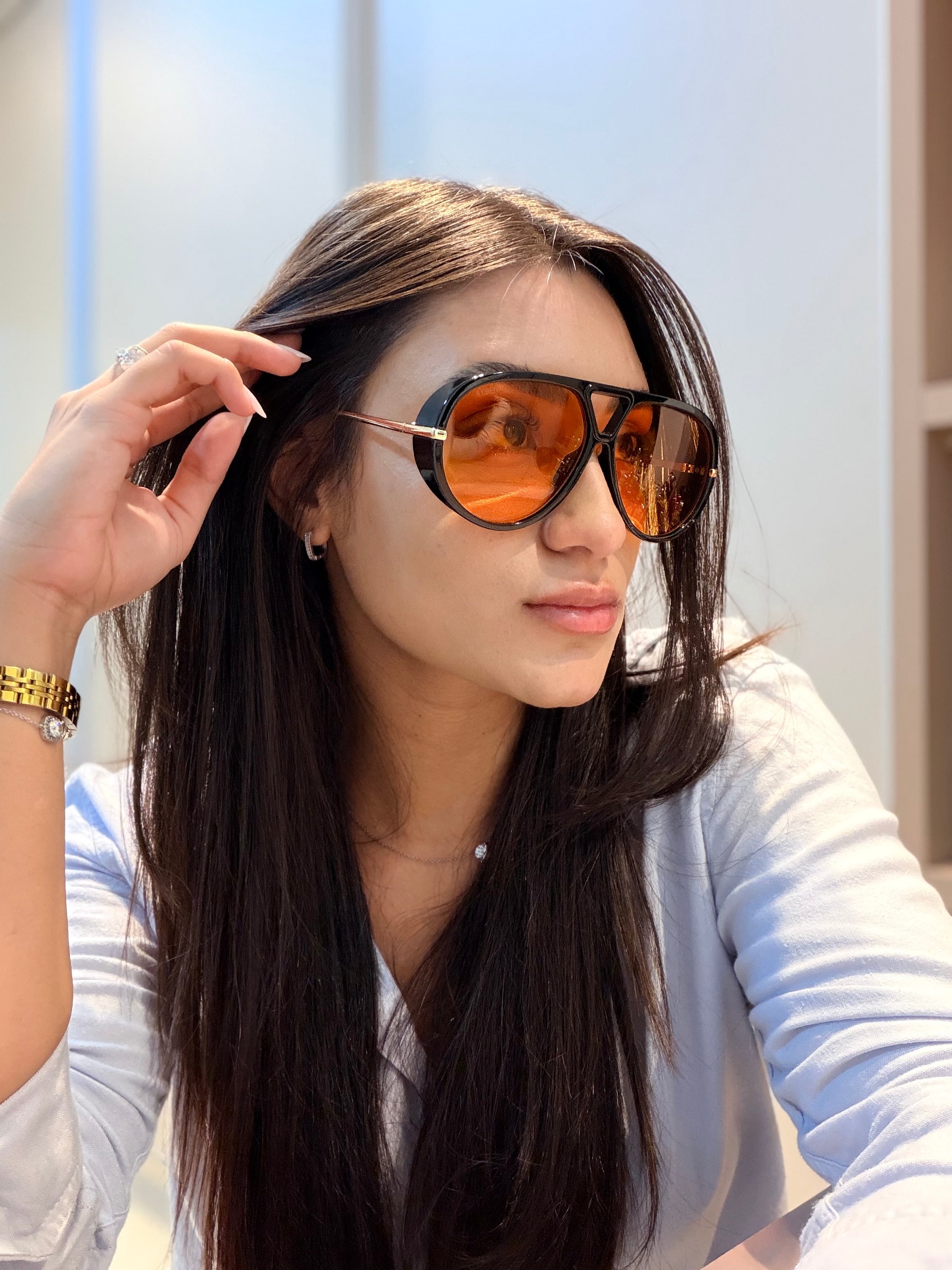 Óculos Aviator bronze - BOTTEGA VENETA