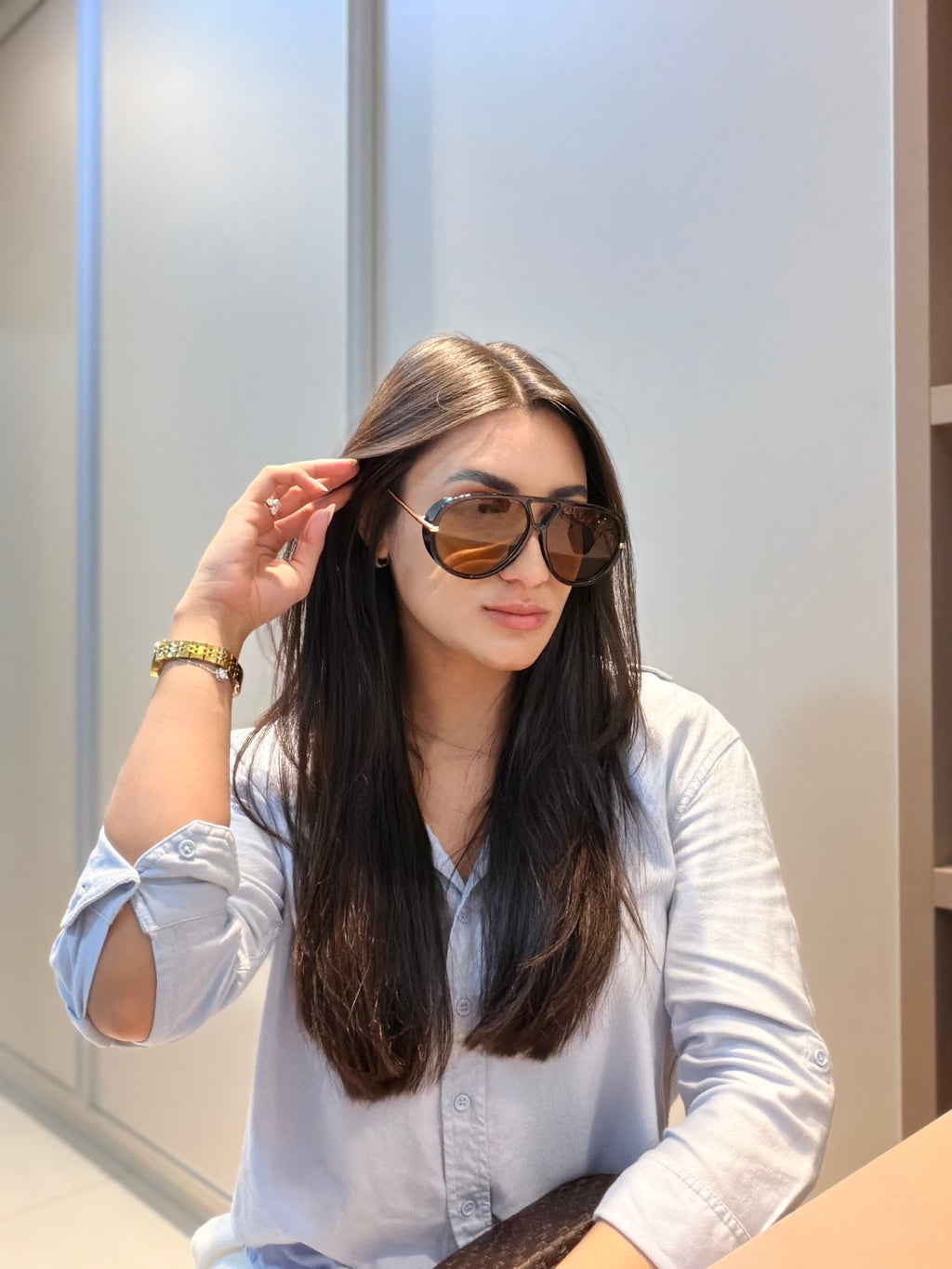 Óculos Aviator Marrom - BOTTEGA VENETA