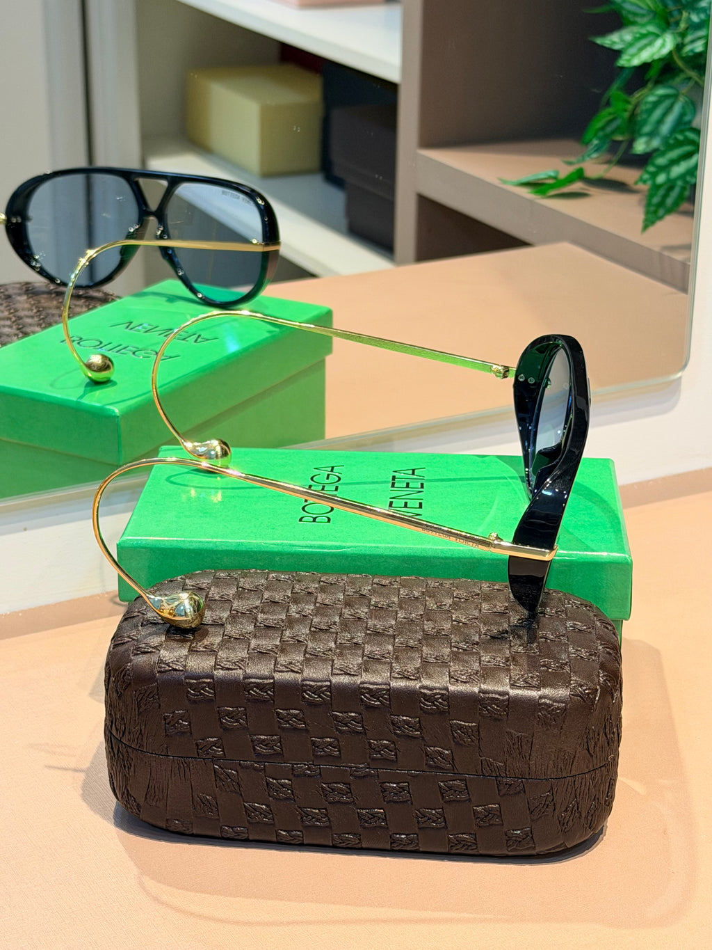 Óculos Drop Aviator Havana - BOTTEGA VENETA