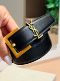 Cinto Cassandre Preto e Dourado G - YSL
