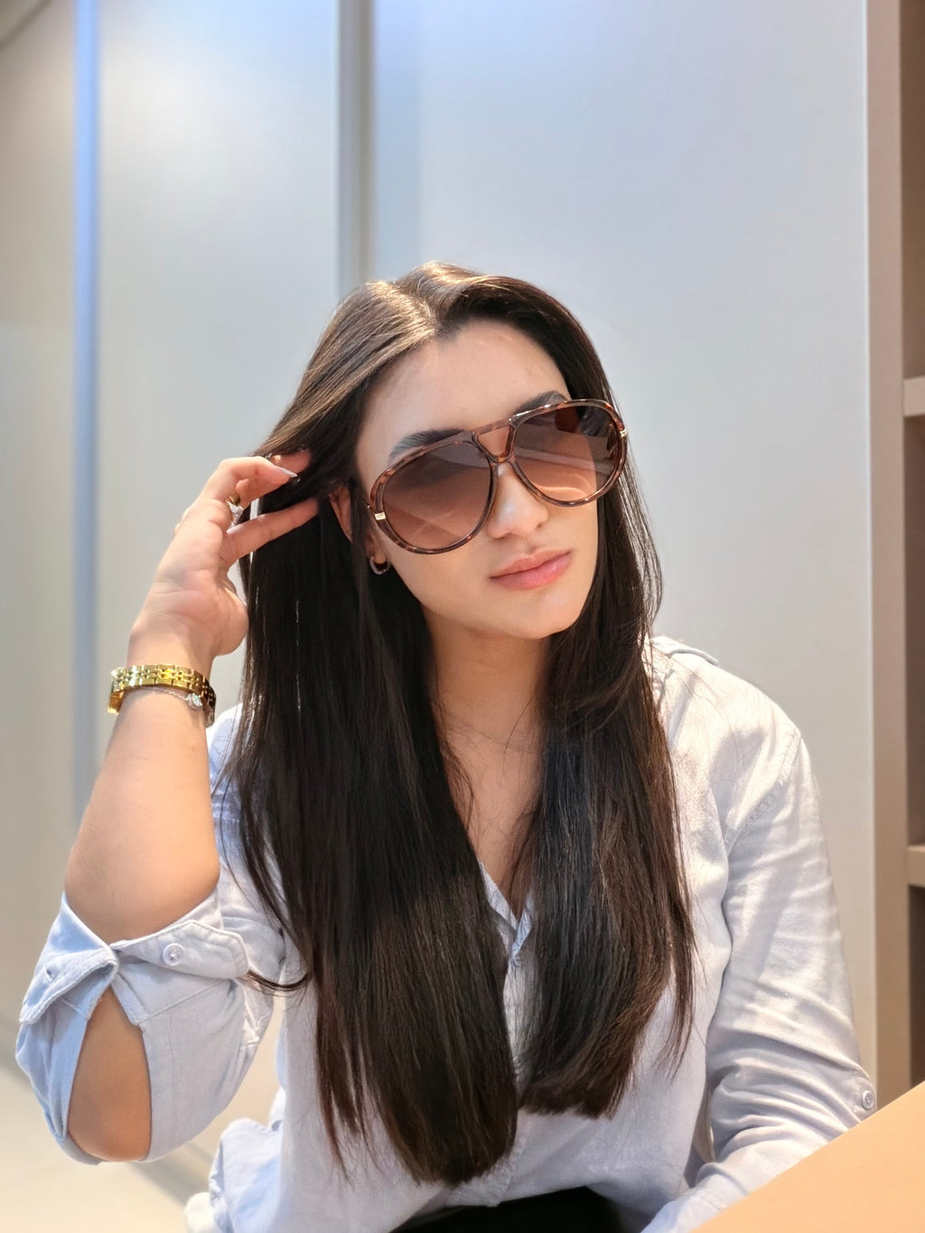Óculos Aviator Tartaruga - BOTTEGA VENETA
