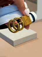 Cinto Double G Reversible Branco e Preto - GUCCI