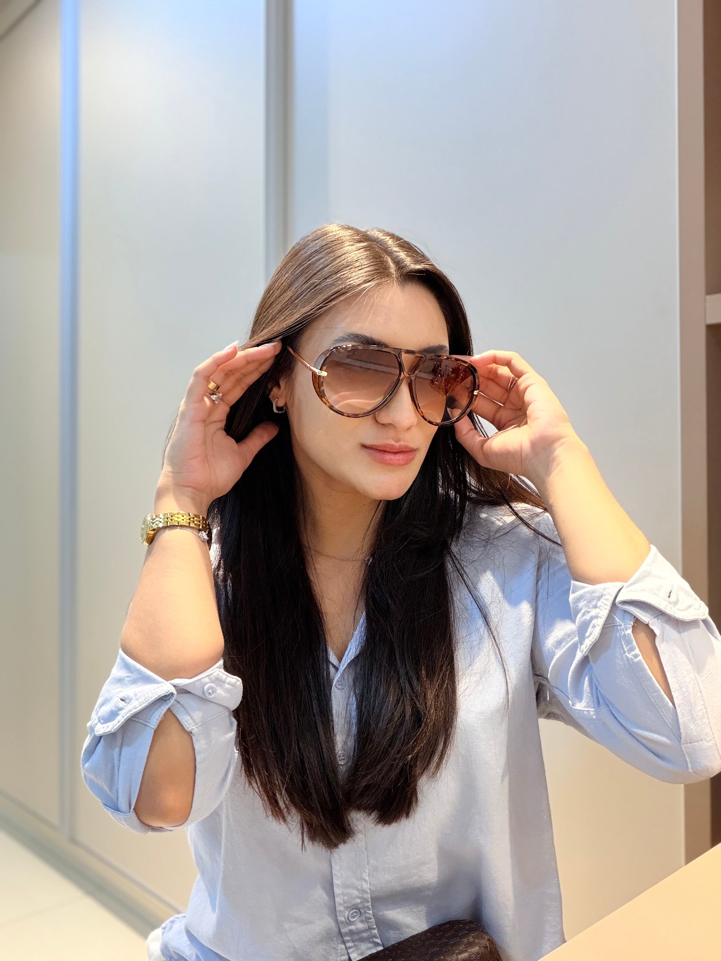 Óculos Aviator Tartaruga - BOTTEGA VENETA