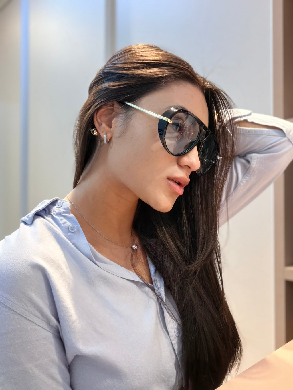 Óculos Drop Aviator Havana - BOTTEGA VENETA