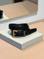 Cinto Cassandre Preto e Dourado - YSL