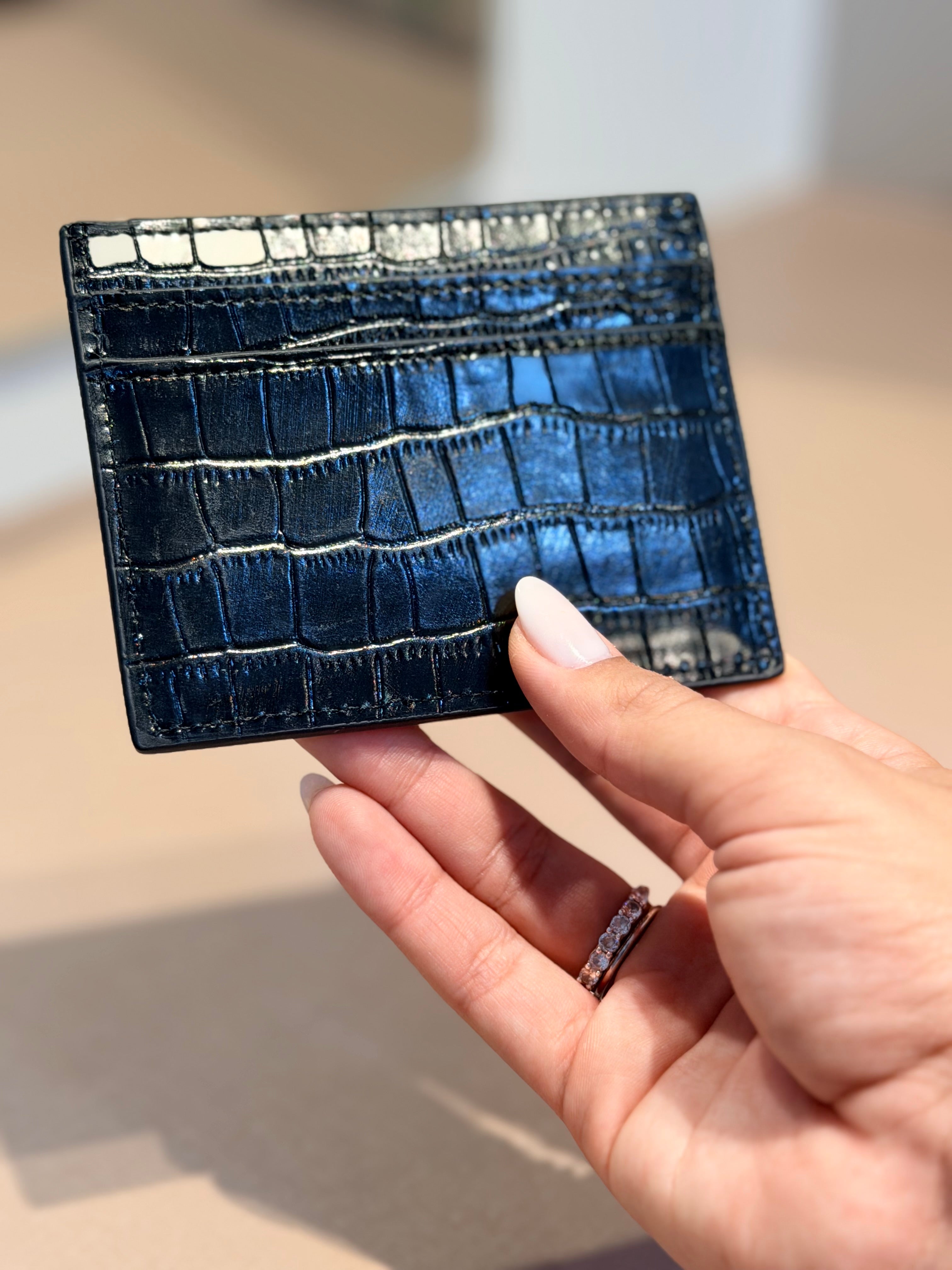 Porta-Cartão Monogram Croc Preto - YSL