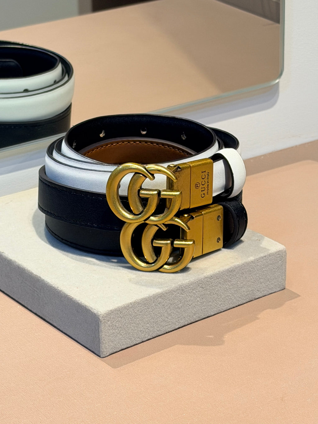 Cinto Double G Reversible Caramelo e Preto - GUCCI