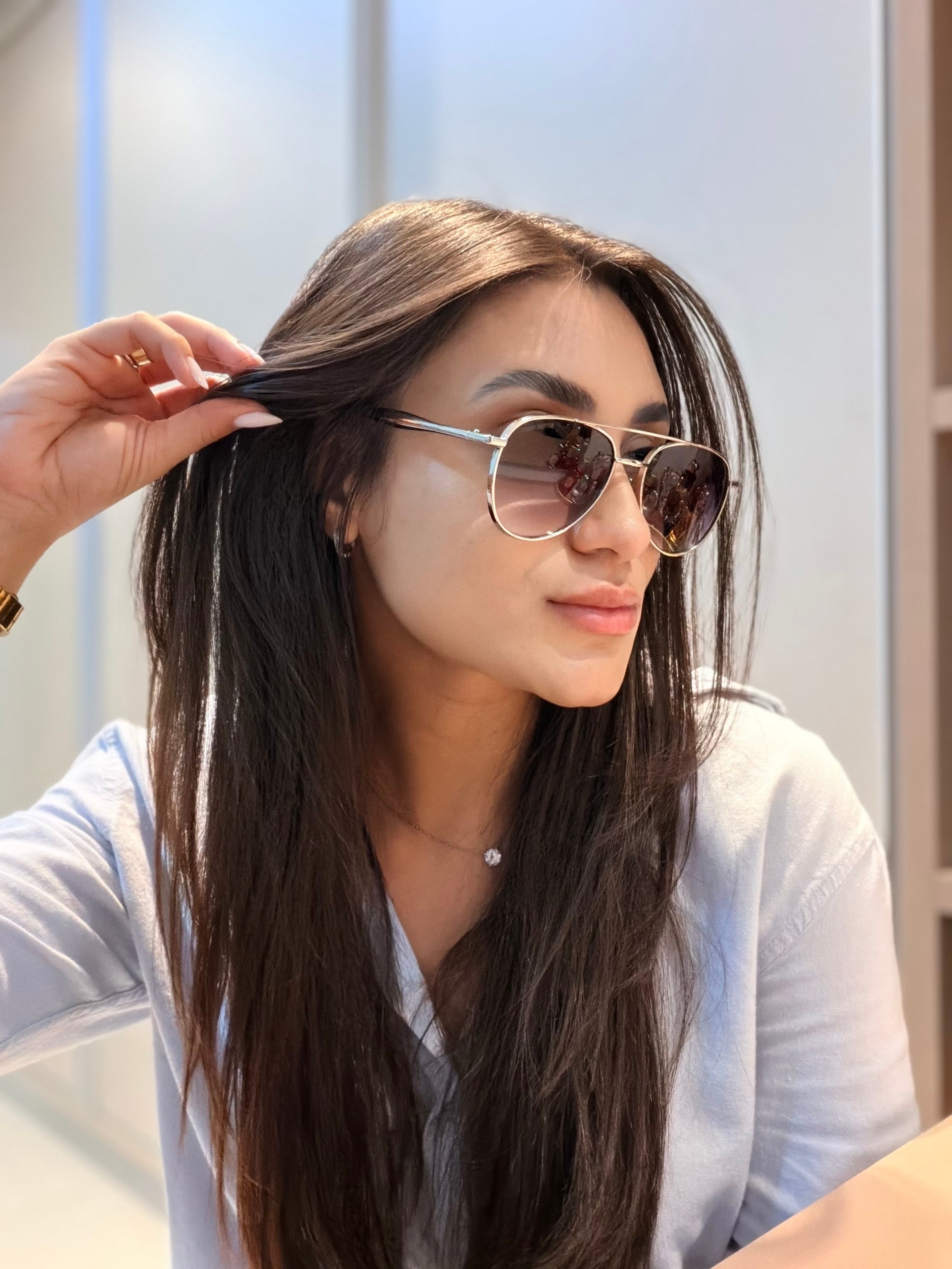 Óculos Sardine Aviator Prata - BOTTEGA VENETA
